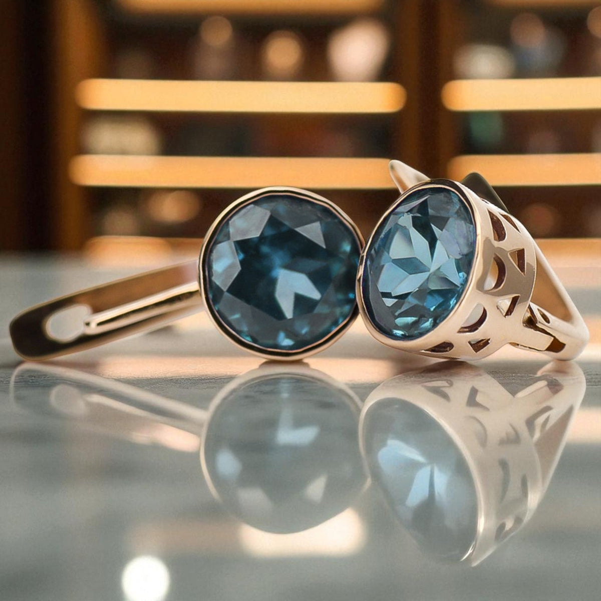 Vintage Aquamarine Earrings in 14K Rose Gold (vec107r-aq)