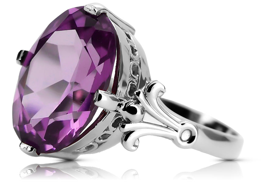 Vintage Amethyst Ring in Sterling Silver (vrc369s-am)
