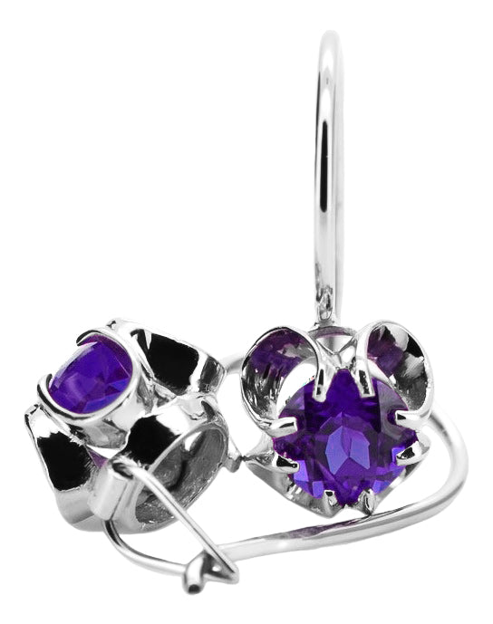 Vintage Alexandrite Aleksandryte Earrings in Sterling Silver (vec035s-ax) — full view of the piece