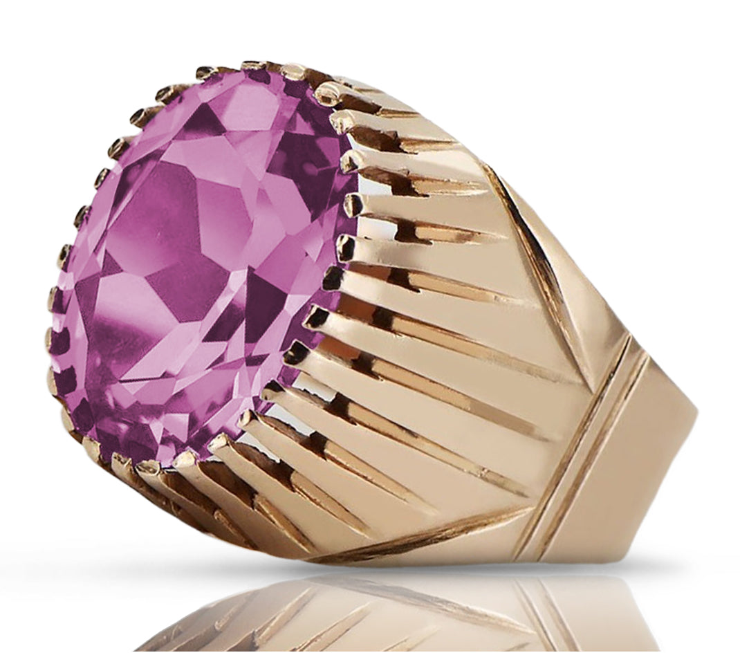 Vintage Amethyst Ring in 14K Rose Gold (vrc048r-am) — full view of the piece