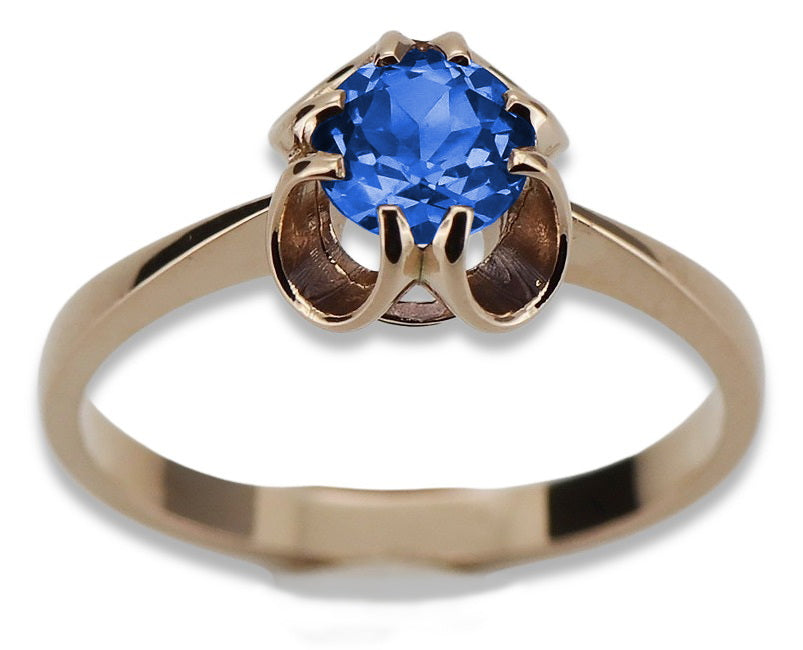 Vintage Sapphire Ring in 14K Rose Gold (vrc348r-sp) — back view with the clasp