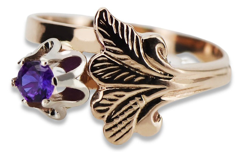 Vintage Alexandrite Ring in 14K Rose Gold (vrc169r-ax) — full view of the piece