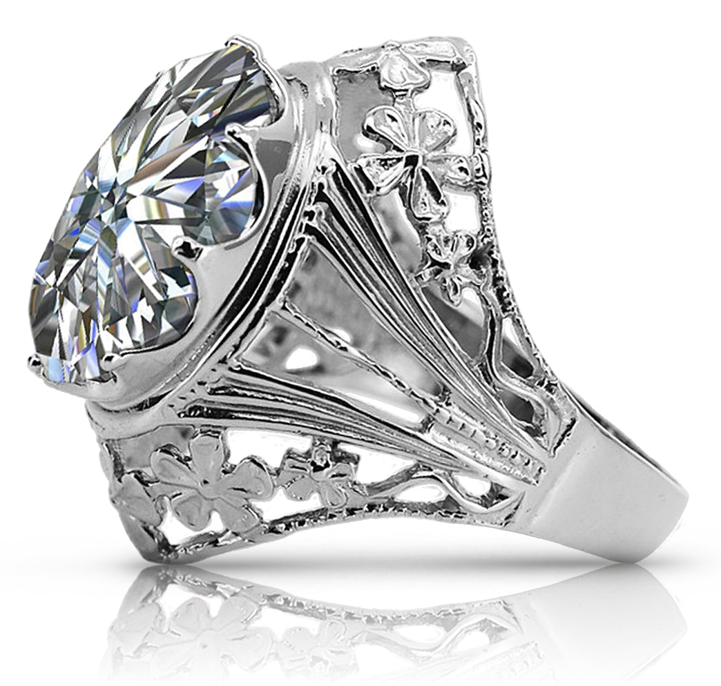 Vintage Zircon Ring in Sterling Silver (vrc031s-zi)