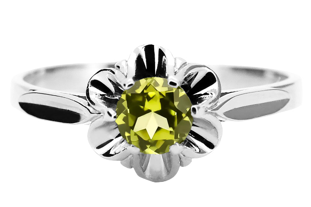 Vintage Yellow Peridot Craft Ring in Sterling Silver (vrc004s-yp) — full view of the piece