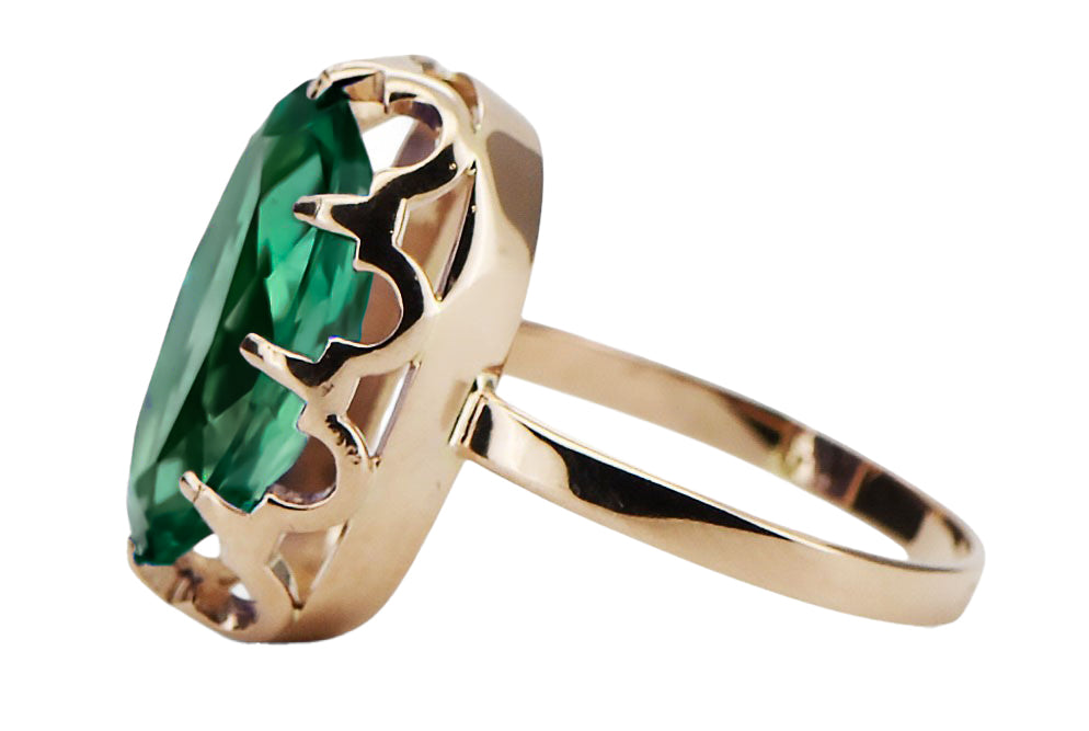 Vintage Emerald Ring in 14K Rose Gold (vrc253r-em) — full view of the piece
