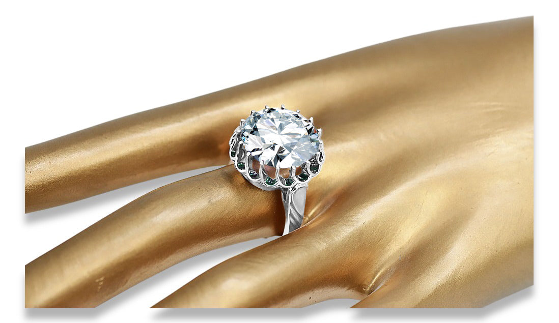 Vintage Zircon Ring in Sterling Silver (vrc035s-zi)