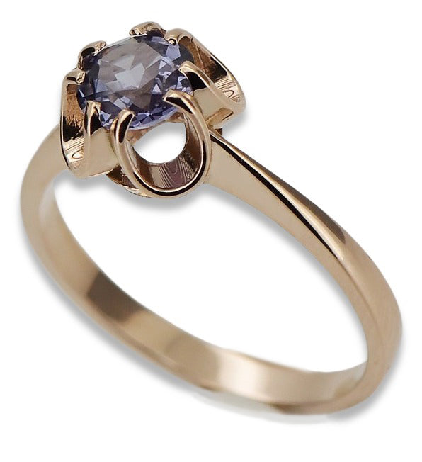 Vintage Alexandrite Ring in 14K Rose Gold (vrc348r-ax) — back view with the clasp