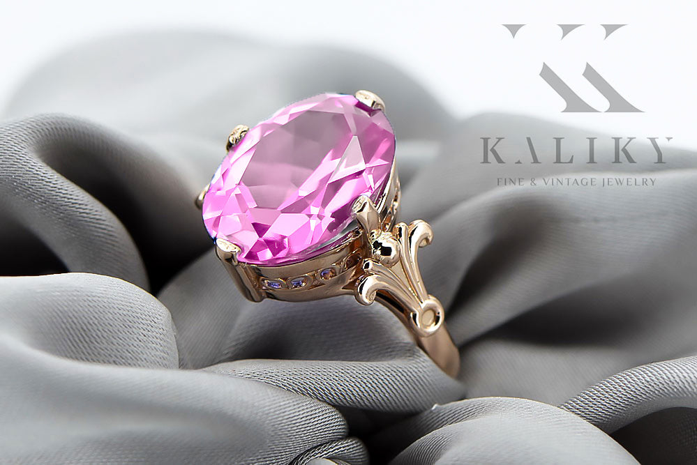 Vintage Amethyst Craft Ring in 14K Rose Gold (vrc369r-am) — full view of the piece