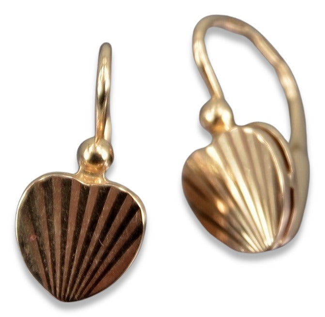 Vintage Leaf Earrings in 14K Rose Gold (ven187) — view 3