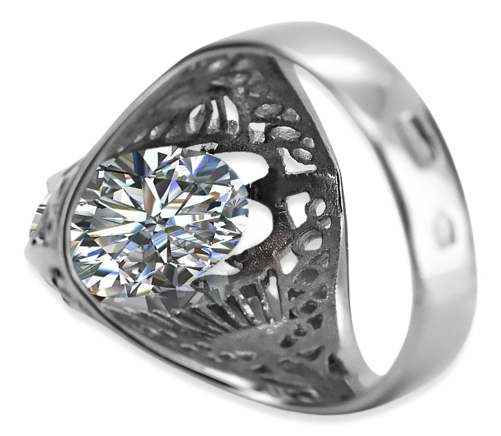 Vintage Zircon Ring in Sterling Silver (vrc020s-zi) — close-up of the stone and setting