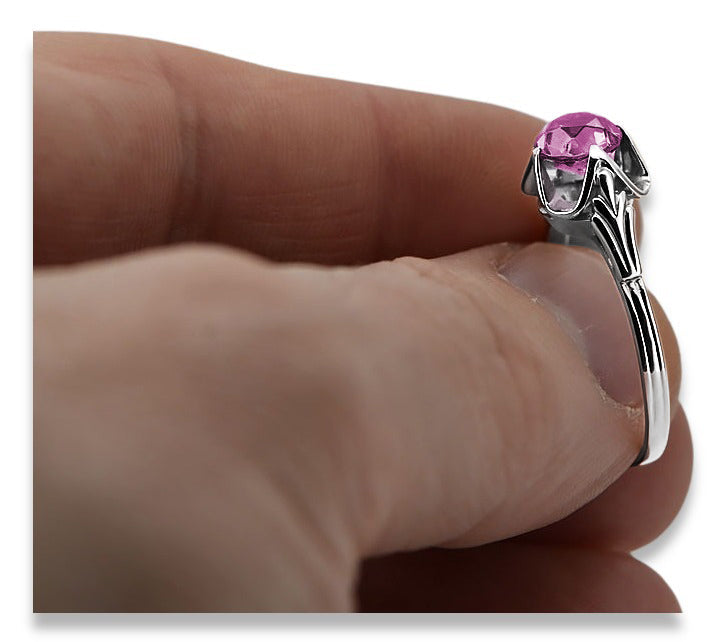 Vintage Amethyst Ring in Sterling Silver (vrc023s-am) — close-up of the hallmark on the inner band