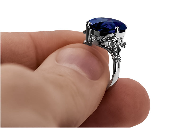 Vintage Sapphire Ring in Sterling Silver (vrc369s-sp) — full view of the piece