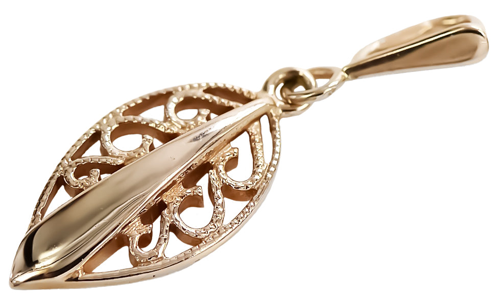 Vintage Leaf Pendant in 14K Rose Gold (vpn081)