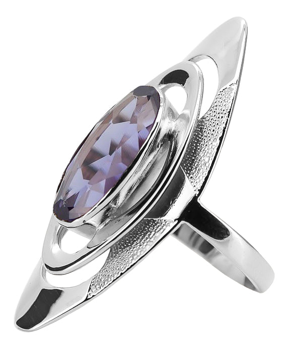 Vintage Alexandrite Ring in Sterling Silver (vrc189s-ax) — close-up of the hallmark on the inner band