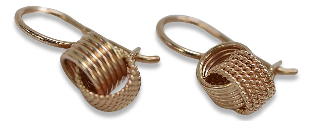 Vintage Hoops Earrings in 14K Rose Gold (ven149) — close-up of the stone and setting