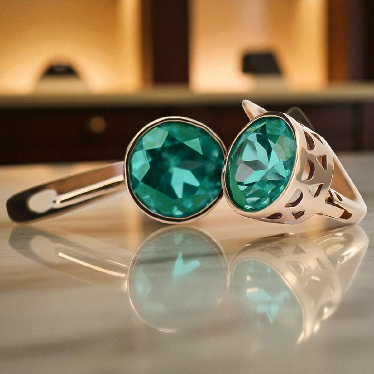Vintage Emerald Earrings in 14K Rose Gold (vec107r-em)