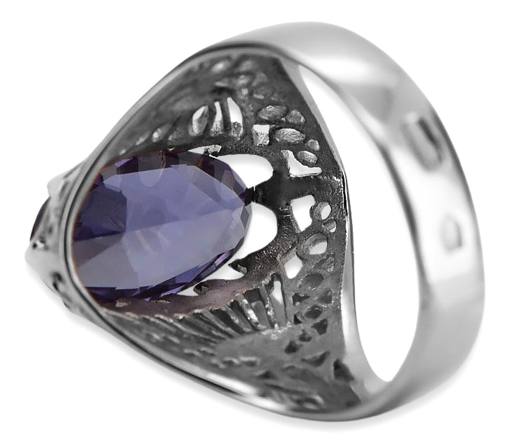 Vintage Alexandrite Ring in Sterling Silver (vrc020s-ax) — close-up of the hallmark on the inner band