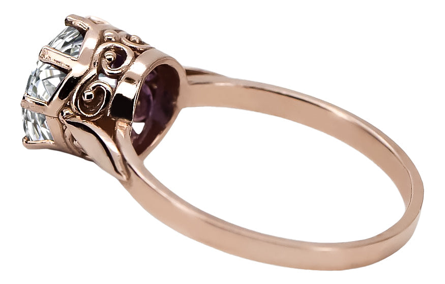 Vintage Zircon Ring in 14K Rose Gold (vrc366r-zi) — close-up of the hallmark on the inner band