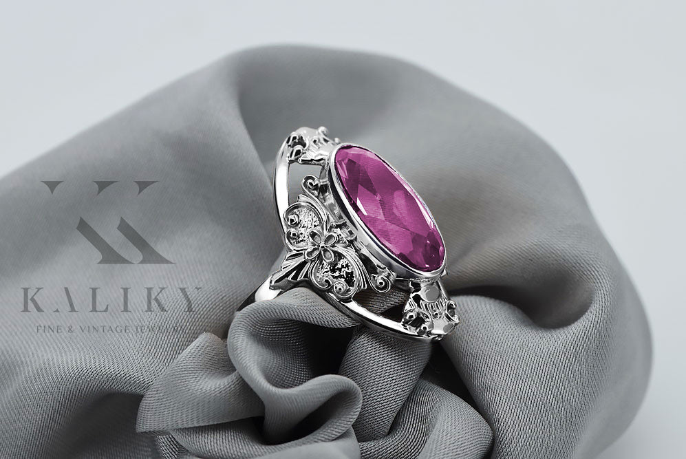 Vintage Amethyst Ring in Sterling Silver (vrc014s-am)