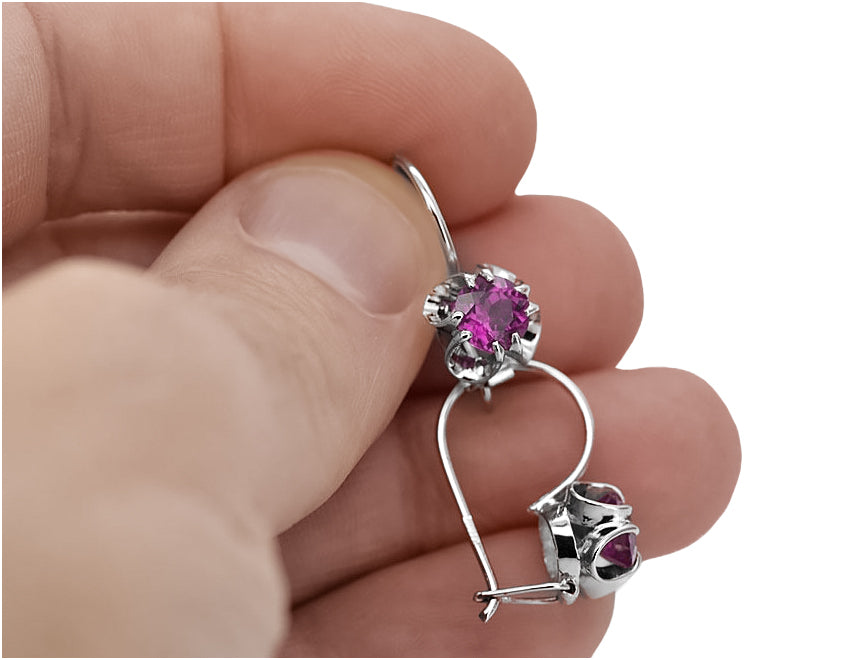 Vintage Amethyst Earrings in Sterling Silver (vec035s-am) — close-up of the hallmark on the inner band