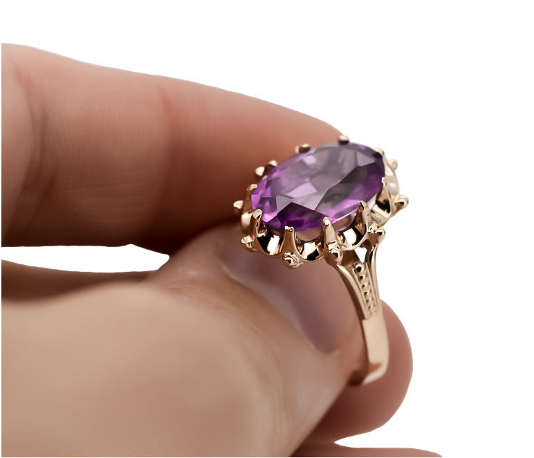 Vintage Amethyst Ring in 14K Rose Gold (vrc079r-am) — view 6