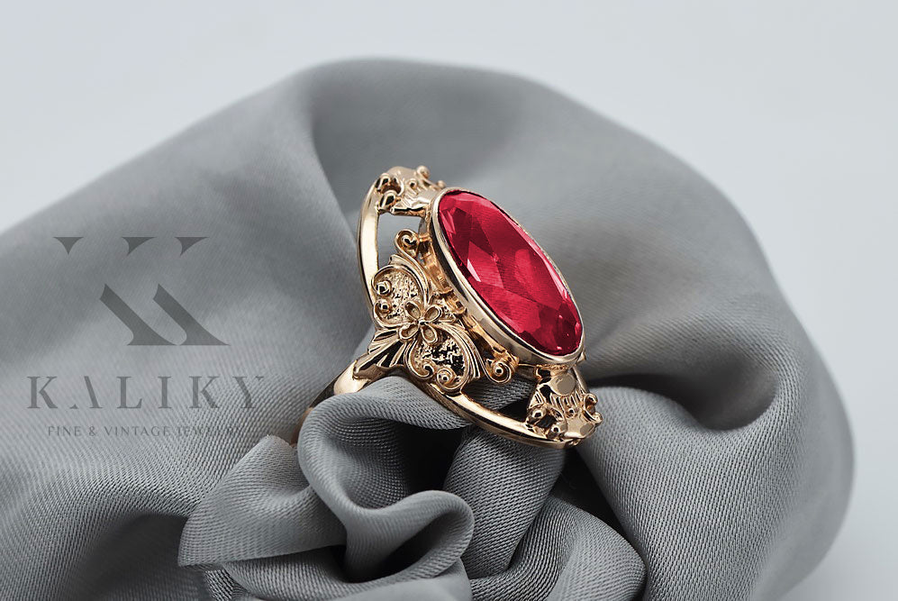 Vintage Ruby Ring in 14K Rose Gold (vrc014r-rb) — full view of the piece