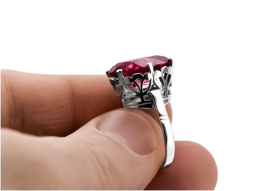 Vintage Ruby Oval Polish Ring in Sterling Silver (vrc130s-rb)