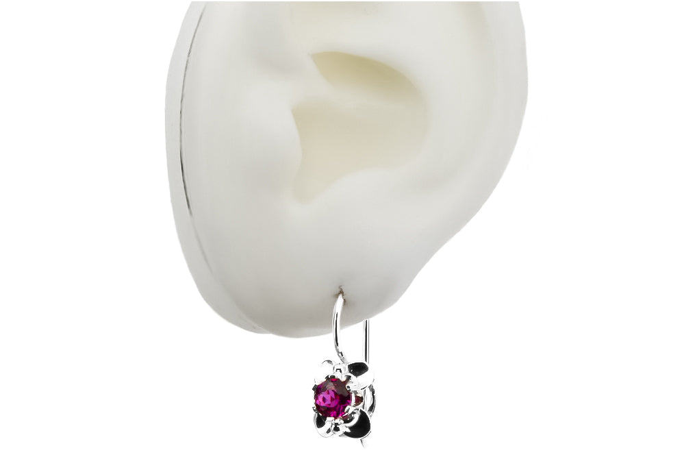 Vintage Ruby Earrings in Sterling Silver (vec116s-rb)