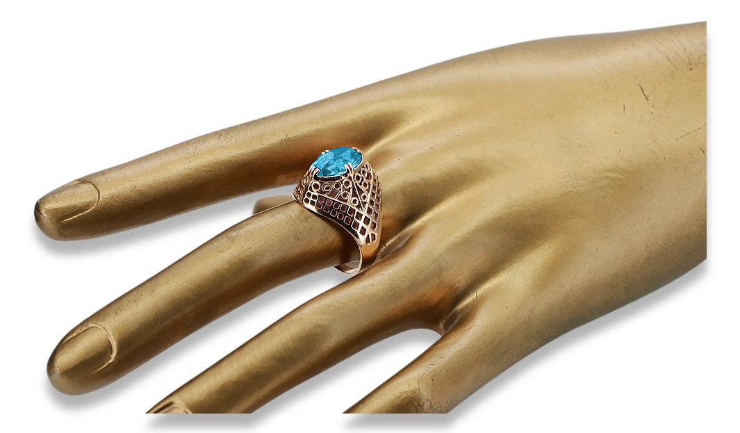 Vintage Aquamarine Ring in 14K Rose Gold (vrc030r-aq) — close-up of the hallmark on the inner band