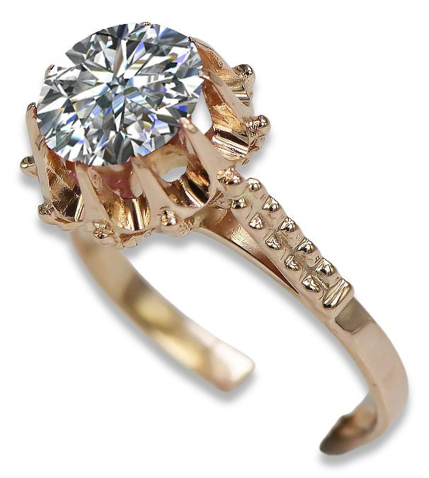 Vintage Zircon Ring in 14K Rose Gold (vrc045r-zi) — worn on the hand, showing profile