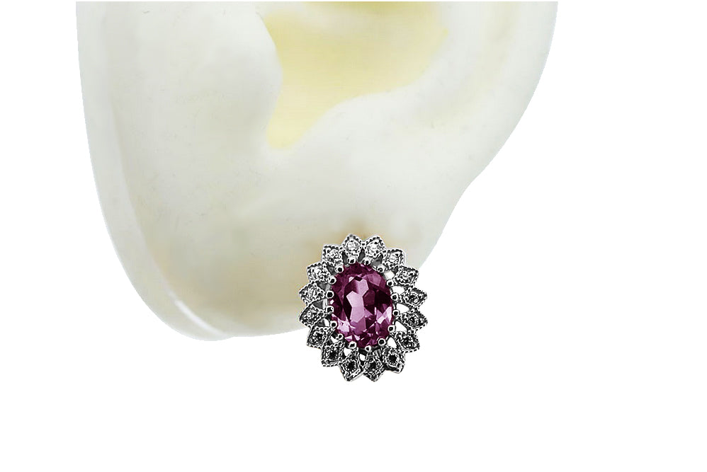 Vintage Amethyst Earrings in 14K White Gold (vec125w-am)