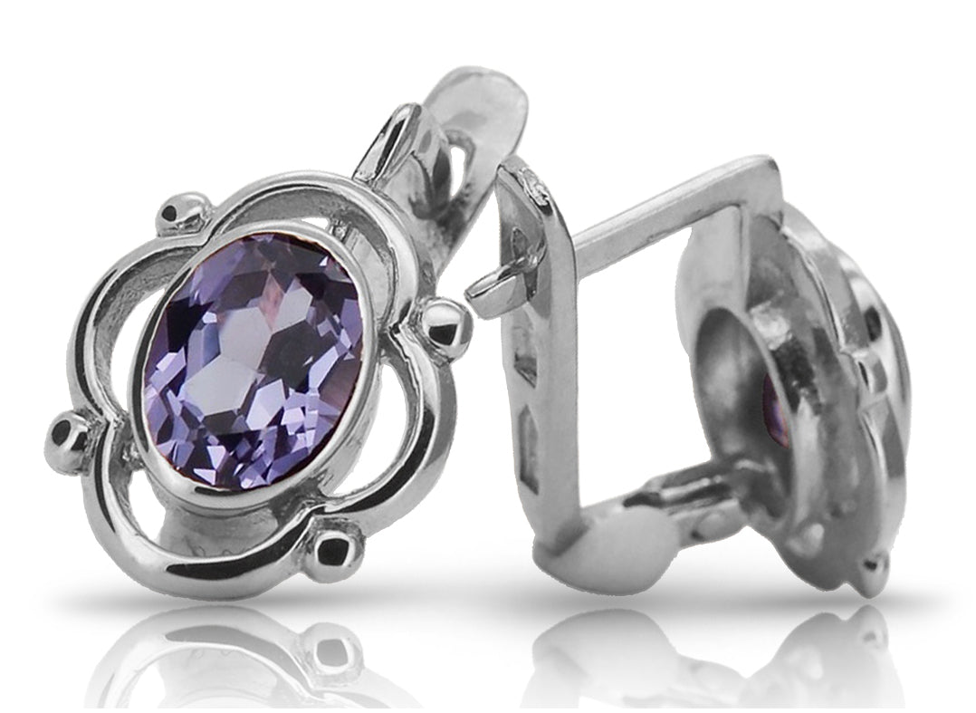 Vintage Alexandrite Earrings in Sterling Silver (vec033s-ax)