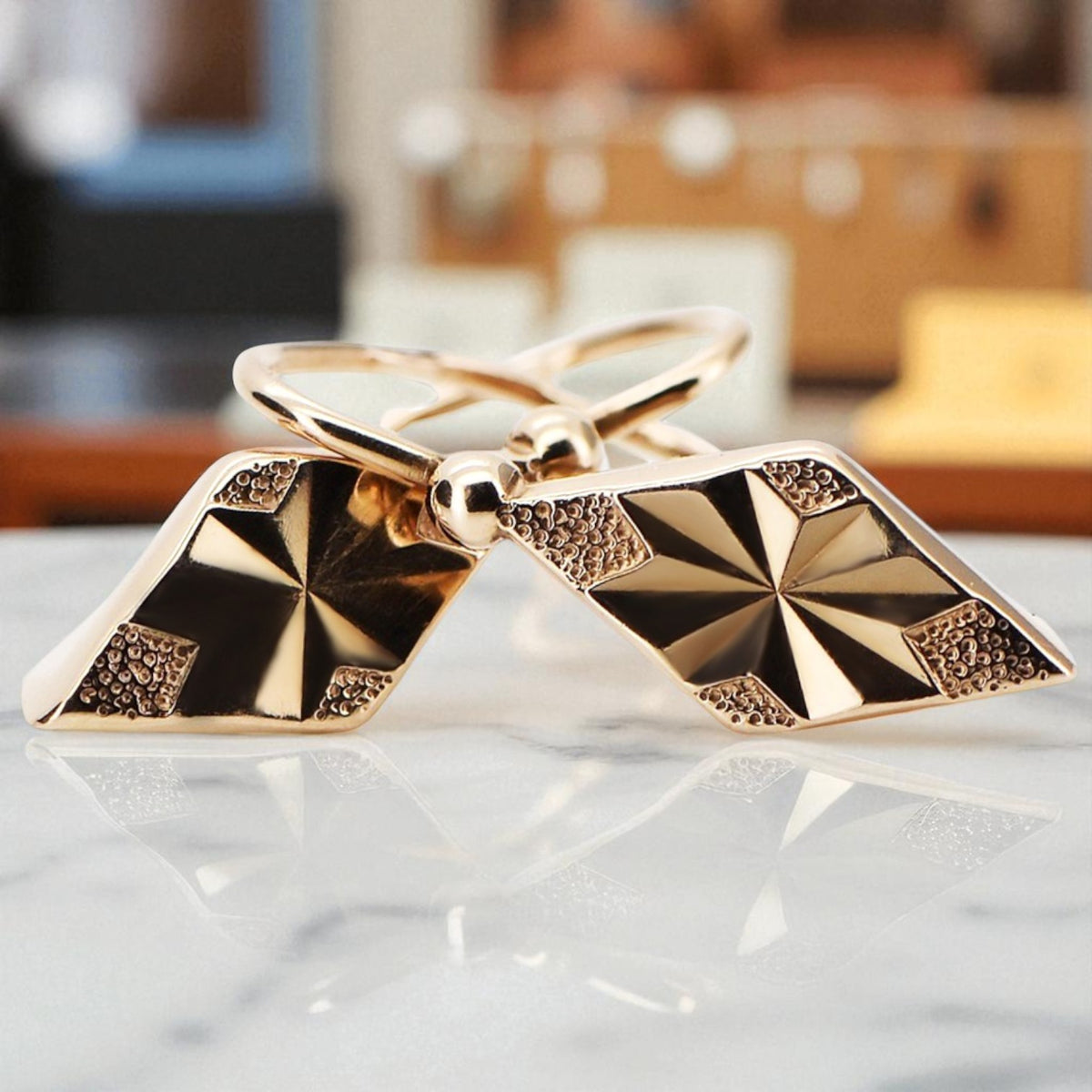 Vintage Square Earrings in 14K Rose Gold (ven060)
