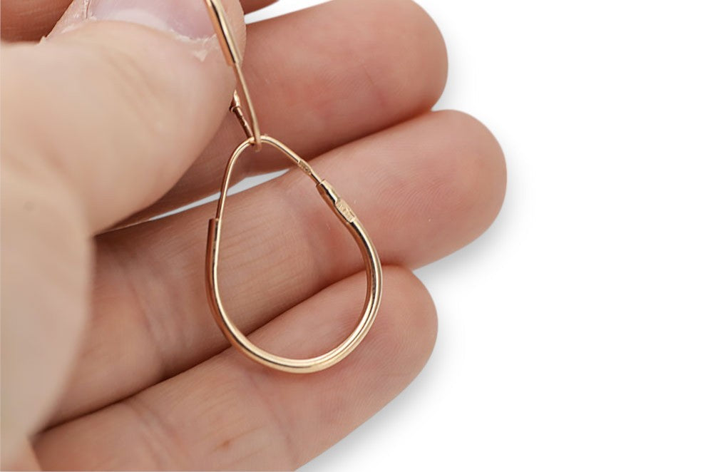 Vintage Hoops Earrings in 14K Rose Gold (ven021) — side view showing the setting