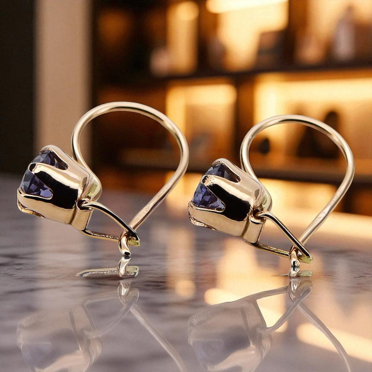 Vintage Alexandrite Earrings in 14K Rose Gold (vec056r-ax)