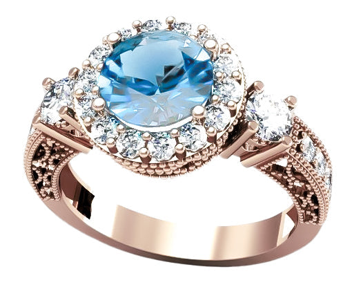 Vintage Aquamarine Ring in 14K Rose Gold (crc003r-aq) — full view of the piece