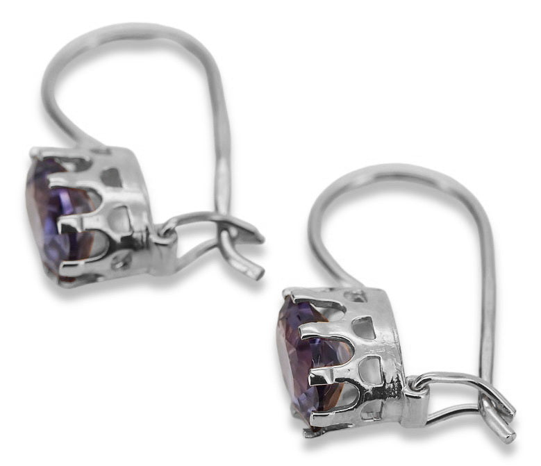 Vintage Alexandrite Earrings in Sterling Silver (vec196s-ax) — full view of the piece