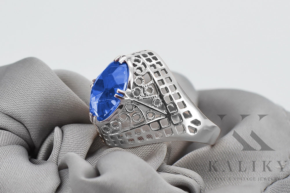 Vintage Sapphire Ring in Sterling Silver (vrc030s-sp) — full view of the piece
