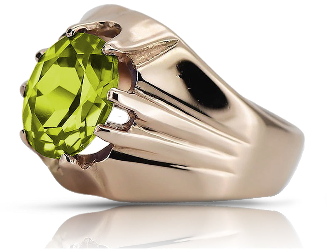 Vintage Yellow Peridot Ring in 14K Rose Gold (vrc016r-yp) — full view of the piece
