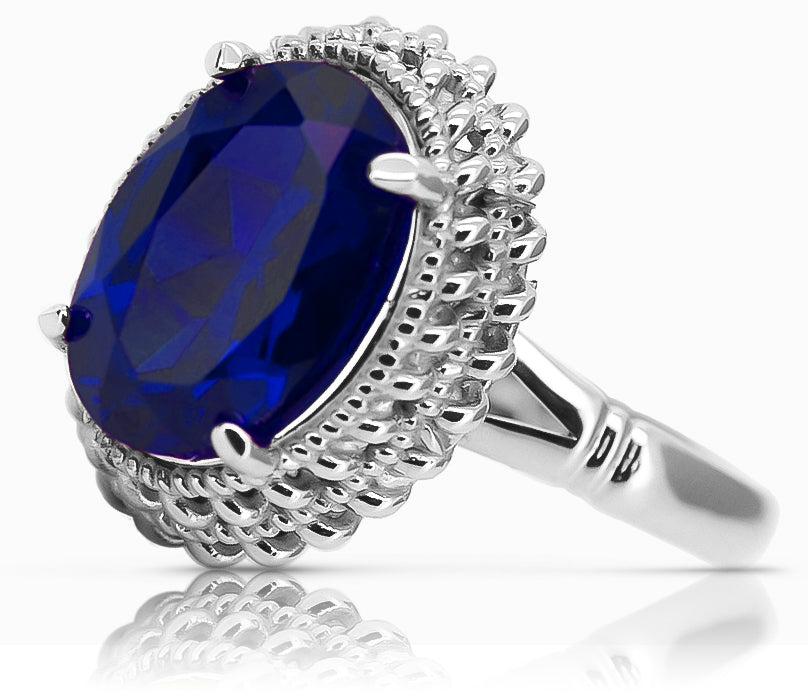 Vintage Sapphire Ring in Sterling Silver (vrc068s-sp) — full view of the piece
