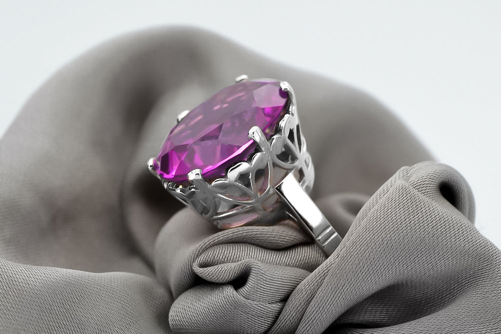 Vintage Amethyst Amethist Ring in Sterling Silver (vrc130s-am)