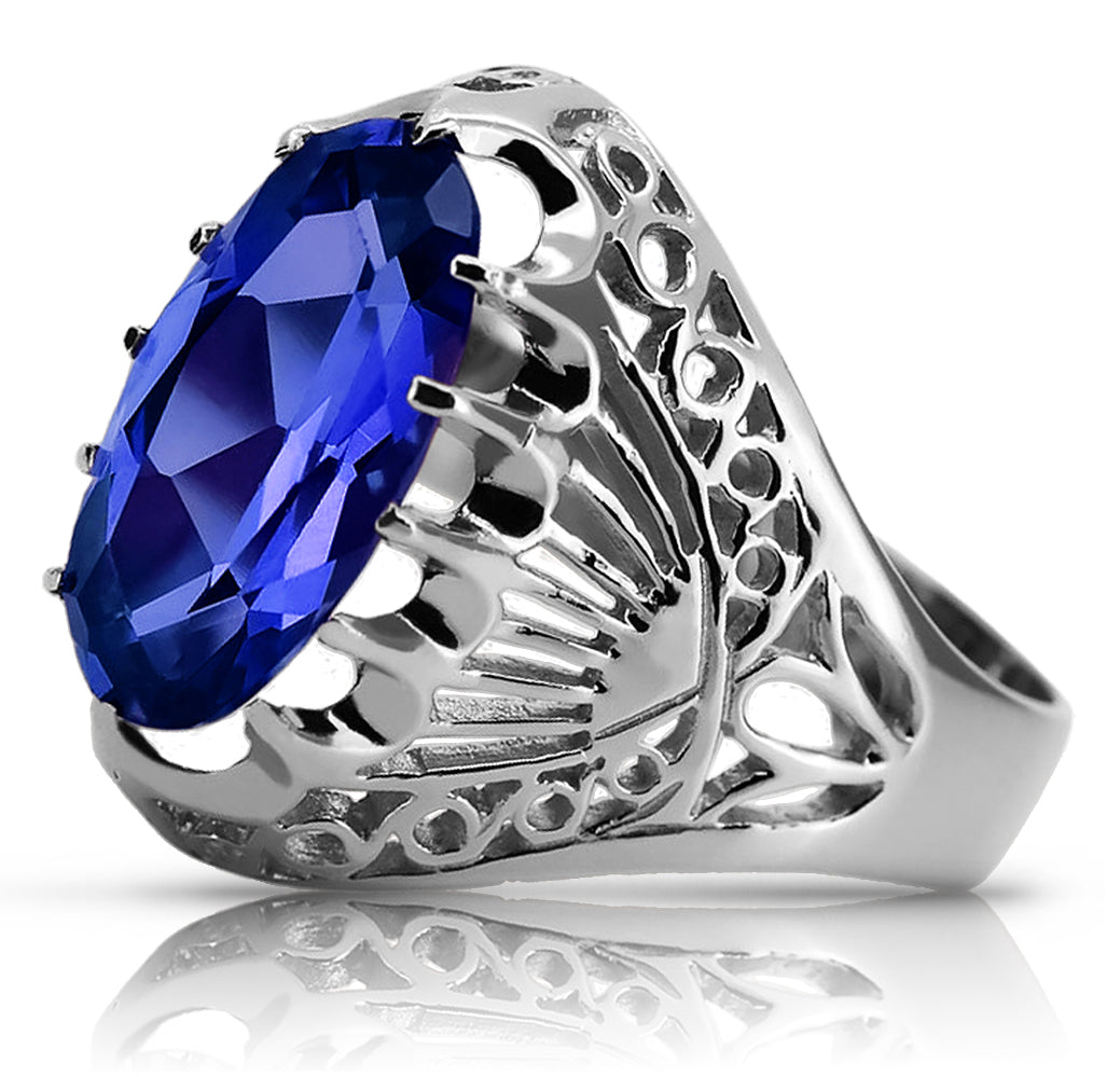Vintage Sapphire Ring in Sterling Silver (vrc020s-sp)