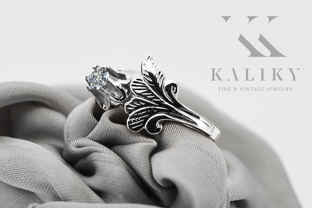 Vintage Zircon Zircone Ring in Sterling Silver (vrc169s-zi) — close-up of the hallmark on the inner band