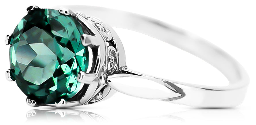 Vintage Emerald Ring in Sterling Silver (vrc366s-em) — full view of the piece
