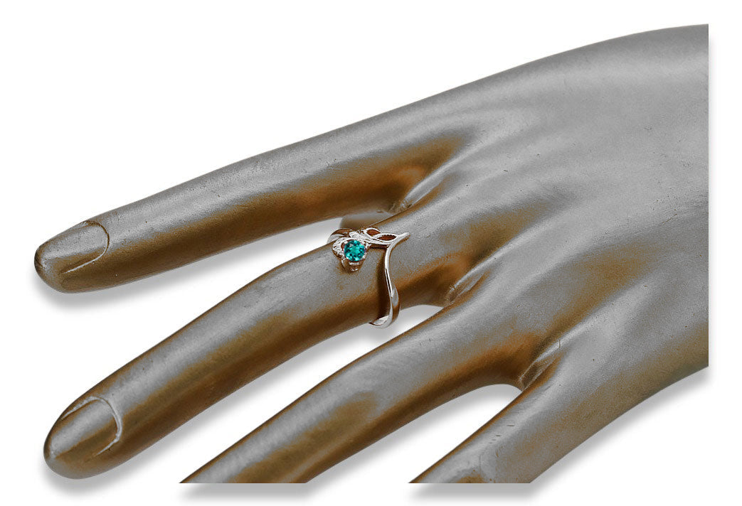 Vintage Aquamarine Ring in Sterling Silver (vrc095s-aq) — full view of the piece