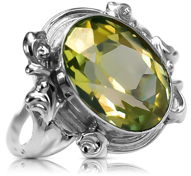 Vintage Yellow Peridot Craft Ring in Sterling Silver (vrc100s-yp) — close-up of the hallmark on the inner band