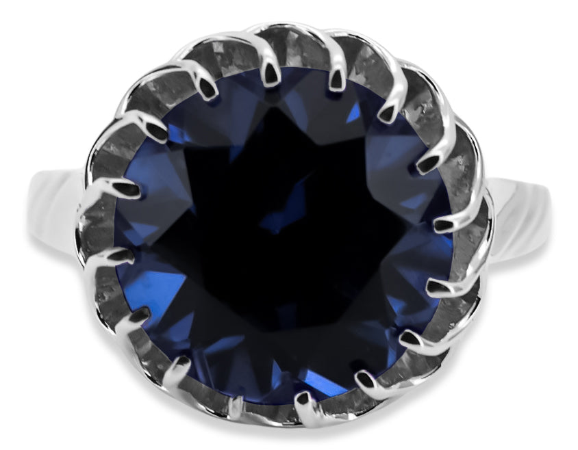 Vintage Sapphire Ring in Sterling Silver (vrc035s-sp) — side view showing the setting