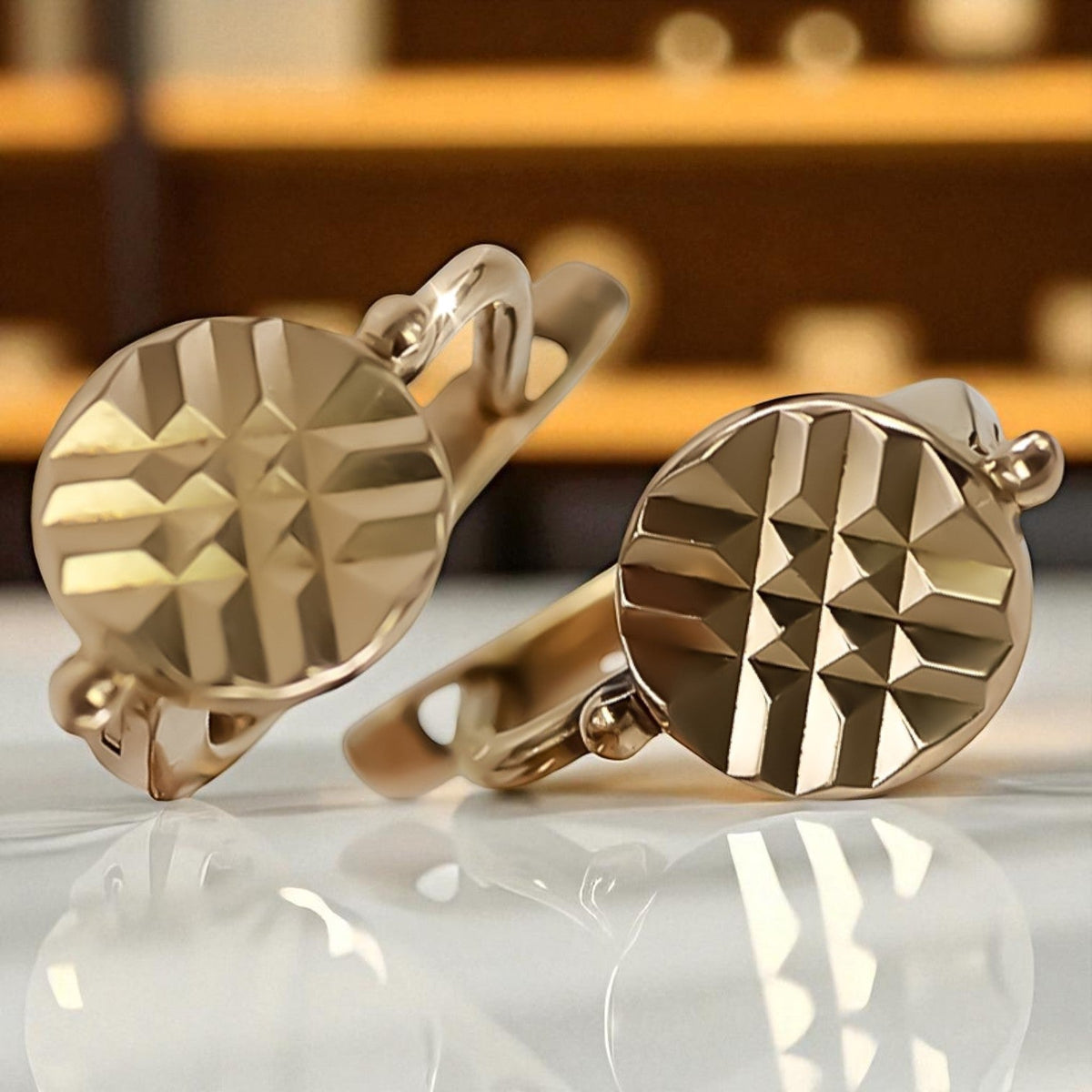 Vintage Hoops Earrings in 14K Rose Gold (ven109)