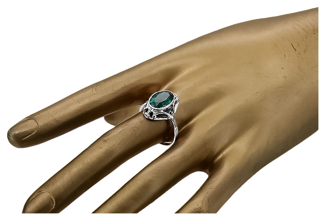 Vintage Emerald Craft Ring in Sterling Silver (vrc128s-em)