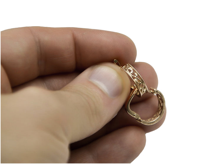 Vintage Hoops Earrings in 14K Rose Gold (ven005)